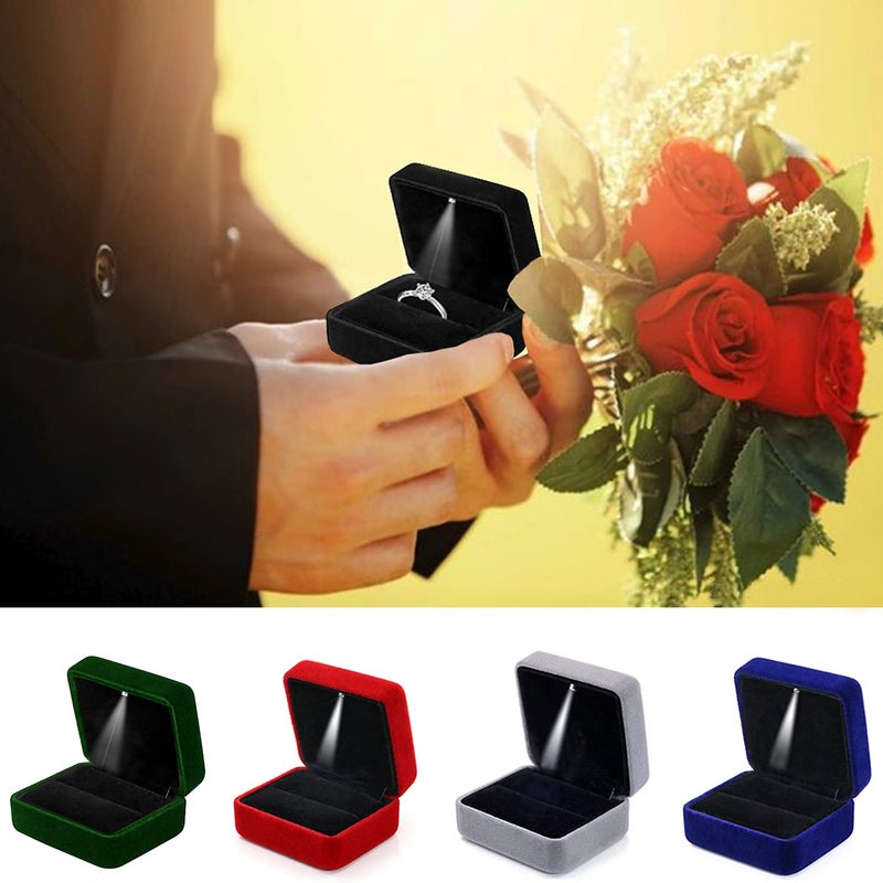 GBYAN Velvet Ring Box with LED Light Jewelry Display Gift Box for Proposal,Engagement, Wedding - Image 5